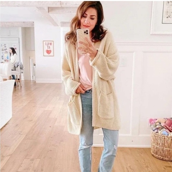 The Skinny Jillian Harris Sweaters - The Skinny x Jillian Harris Cream Erinn Cardigan Open Knit